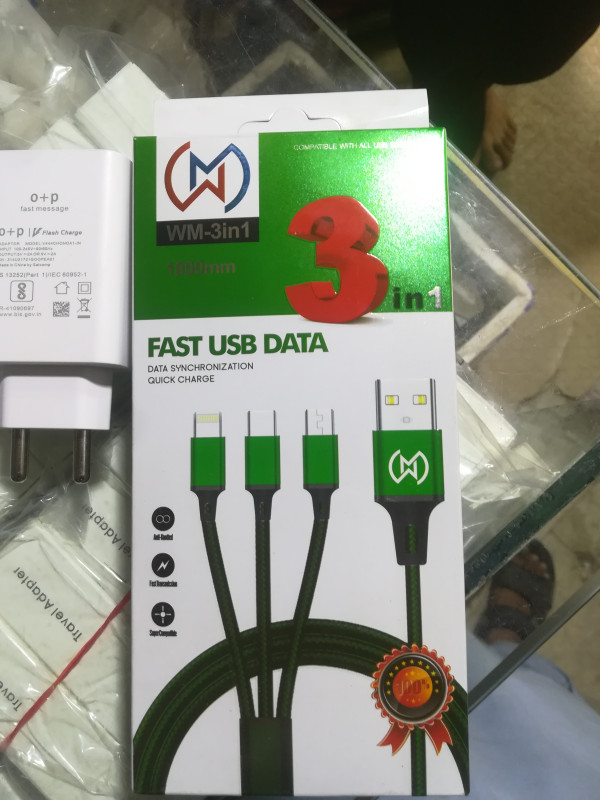 100W 3in1 USB-C to USB-C + Lightning + Micro USB Fast Charging Cable