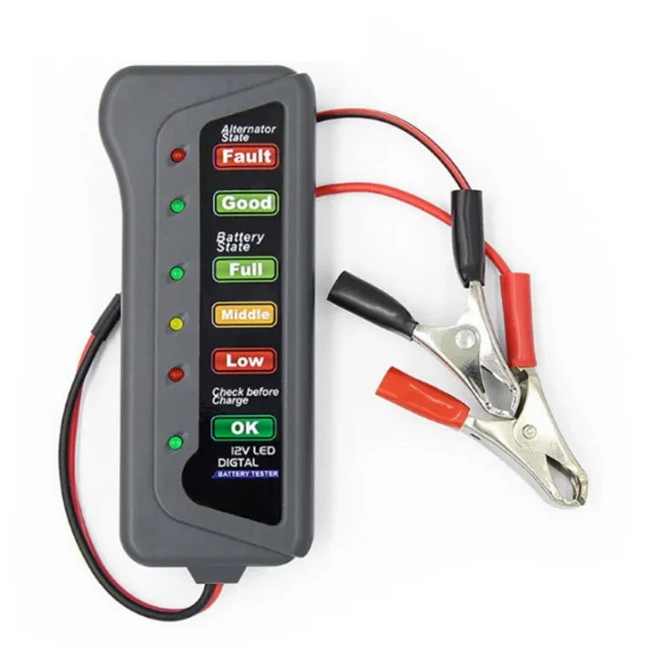 12V Digital Battery Tester 6 LED Lights Display Car Motorcycle Battery Testers